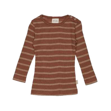 Bluză din lână ruginie și crem