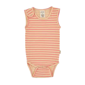 Body fără mâneci cu dungi piersică și crem