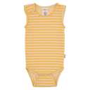 Body fără mâneci cu dungi galbene și crem