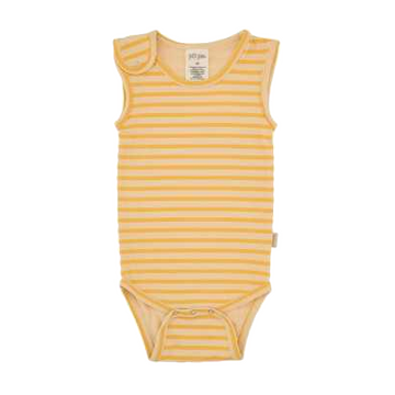 Body fără mâneci cu dungi galbene și crem