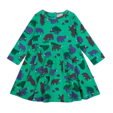 Rochie skater verde cu imprimeu urși