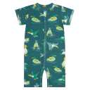 Salopetă scurtă din bumbac organic cu imprimeu rațuște