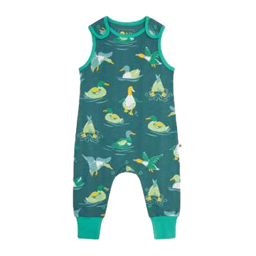 Salopetă fără mâneci, cu imprimeu rațe