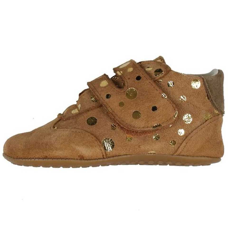 Pantofi barefoot 1005 camel cu auriu