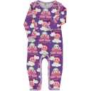 Salopetă cu mânecă lungă mov cu imprimeu bebeluș