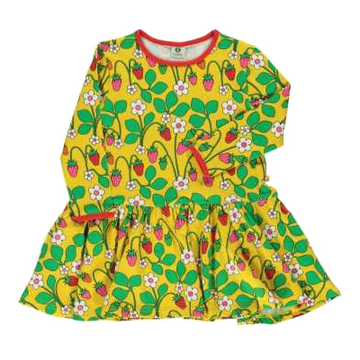 Rochie galbenă cu imprimeu căpșuni