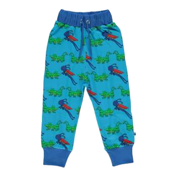 Pantaloni albaștri cu imprimeu lăcustă