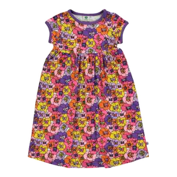 Rochie cu maneca scurta si imprimeu floral mov