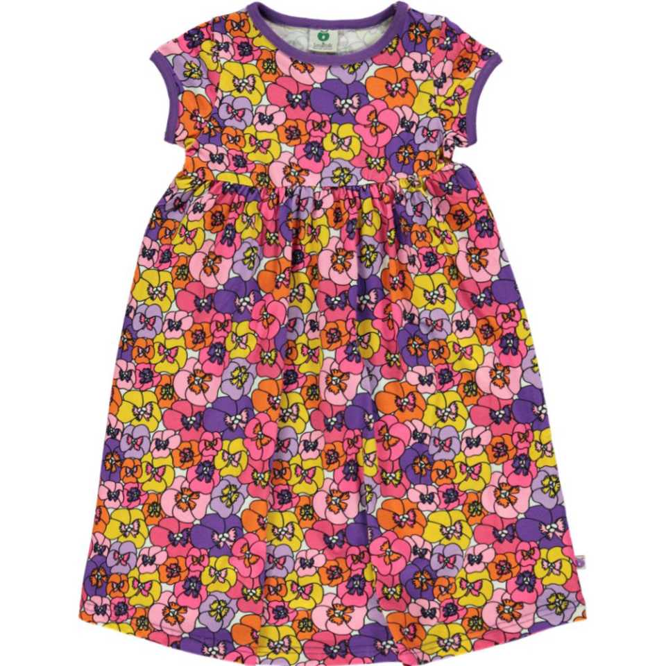 Rochie cu maneca scurta si imprimeu floral mov