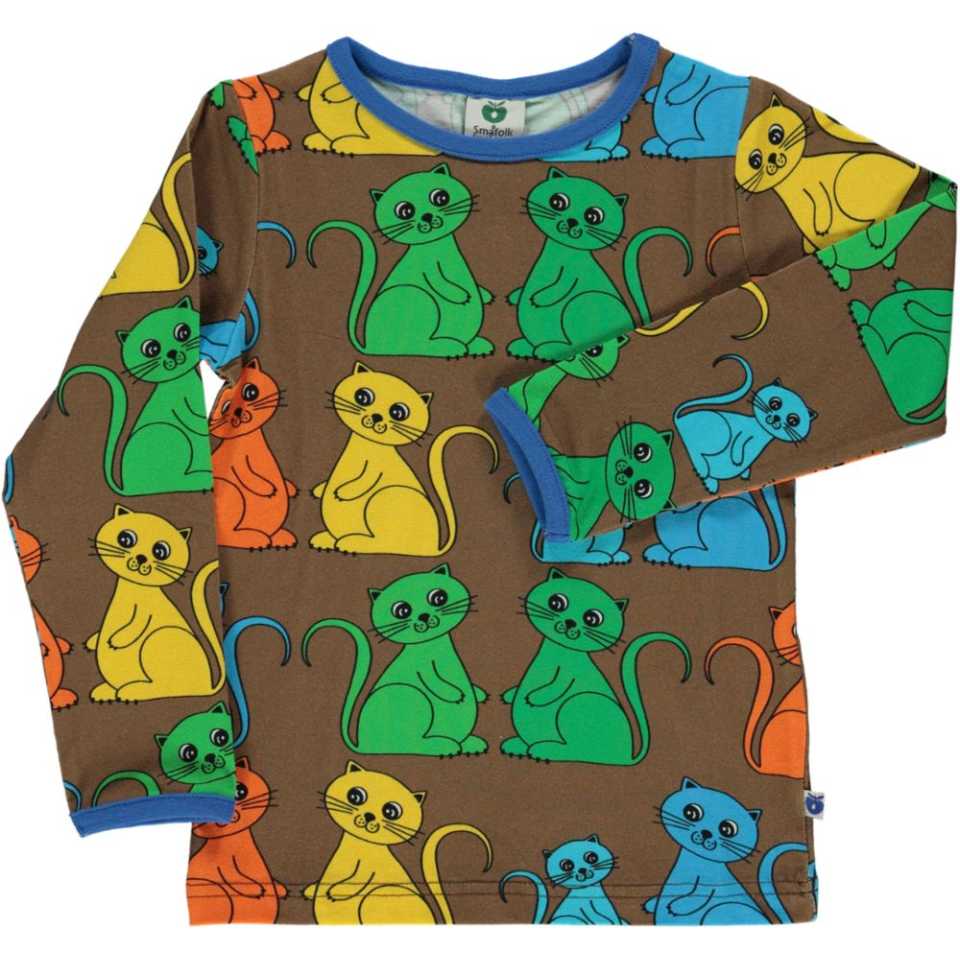 Bluză maro cu imprimeu pisici