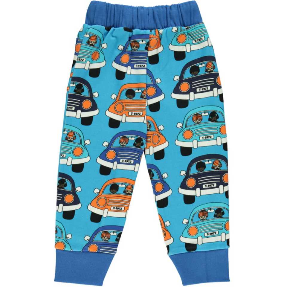 Pantaloni de trening bleu cu imprimeu mașini