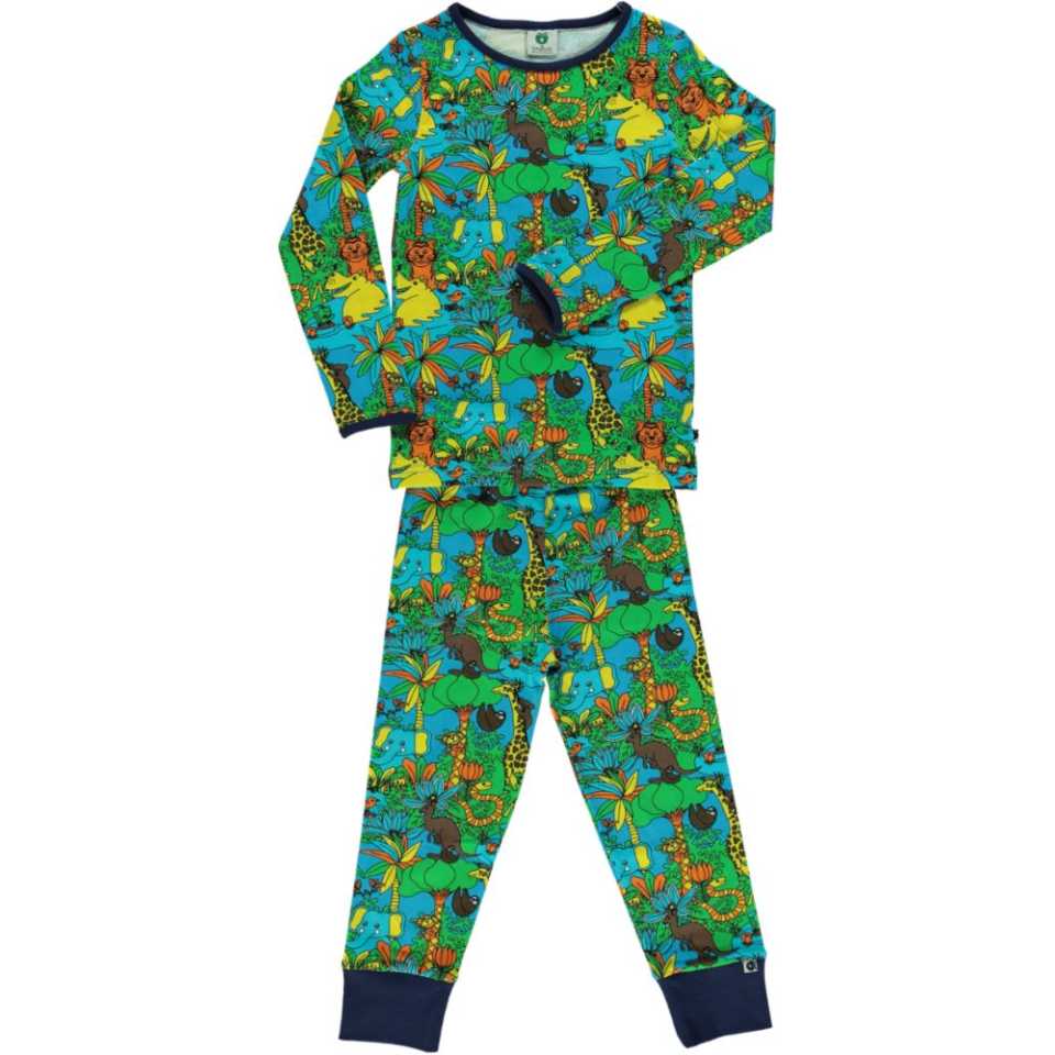 Pijamale albastre cu imprimeu junglă
