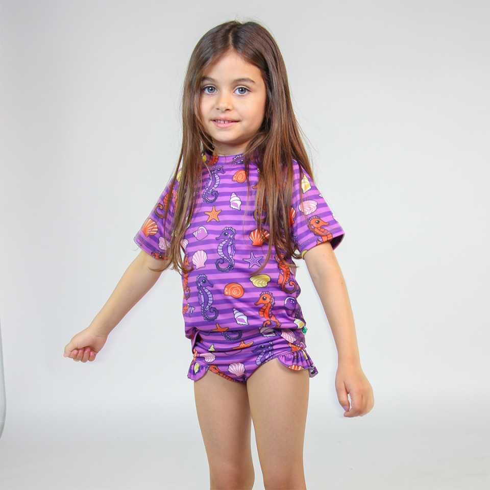 Tricou UV 50 cu imprimeu căluți de mare