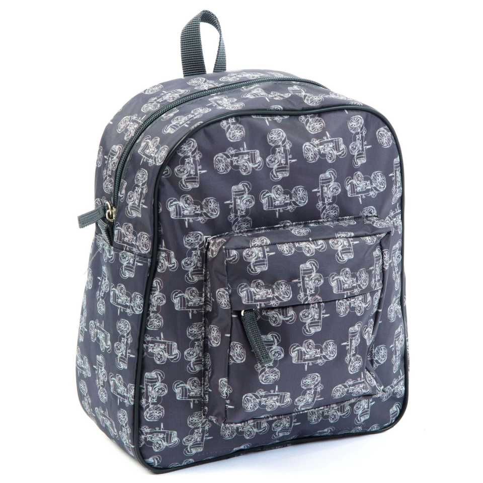 Rucsac gri cu imprimeu tractoare