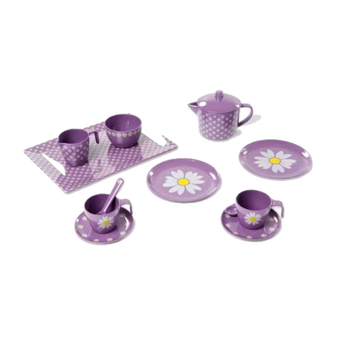 Set de ceai mov cu imprimeu floral, 13 piese
