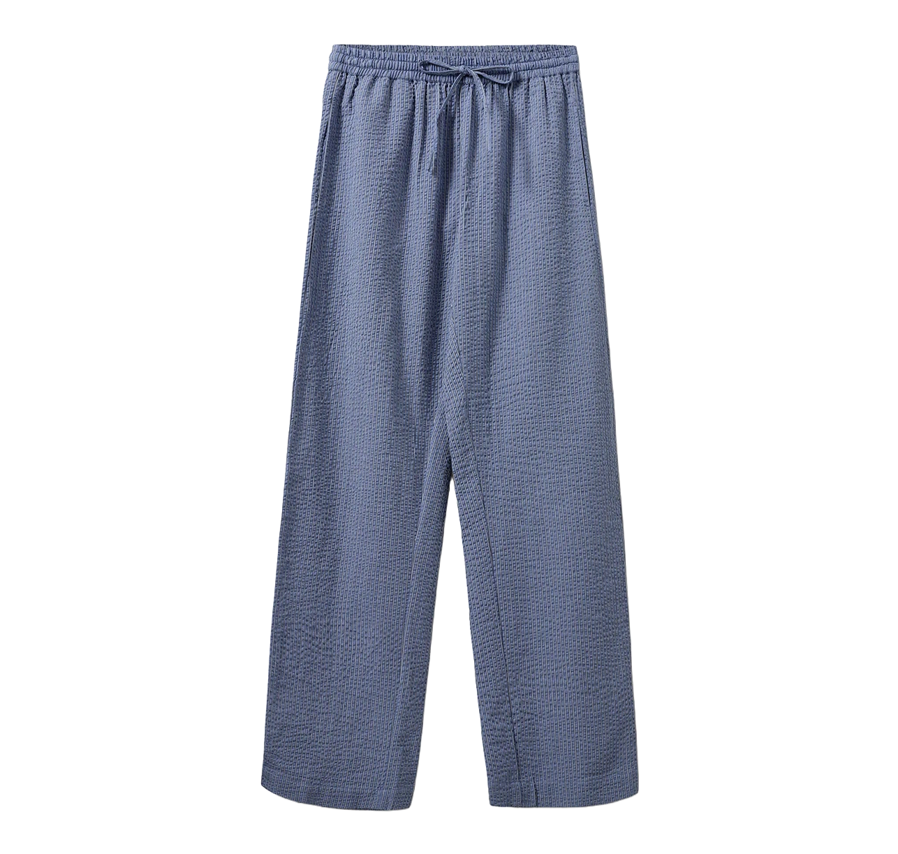 Pantaloni lejeri textură waffle – bleu cu negru/alb