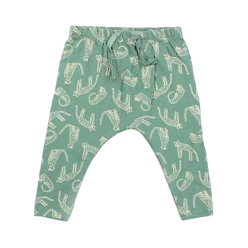 Pantaloni verzi cu imprimeu pisici