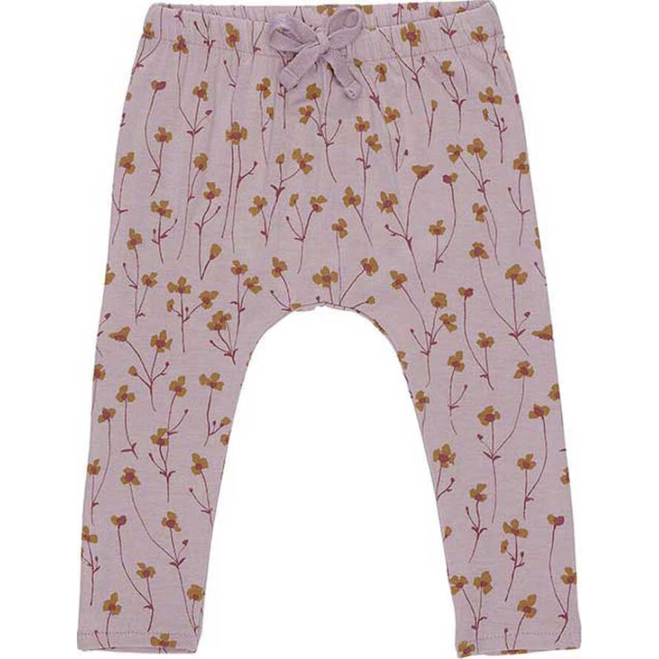 Pantaloni roz cu imprimeu floral delicat