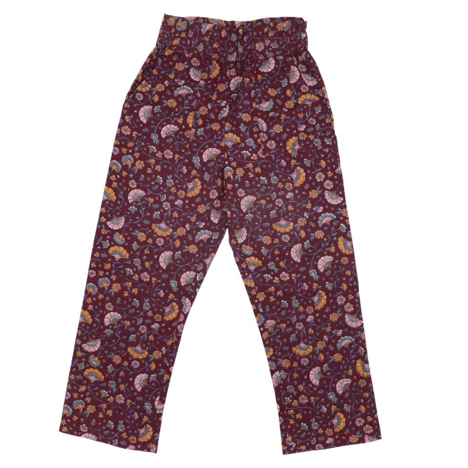 Pantaloni mov cu imprimeu floral