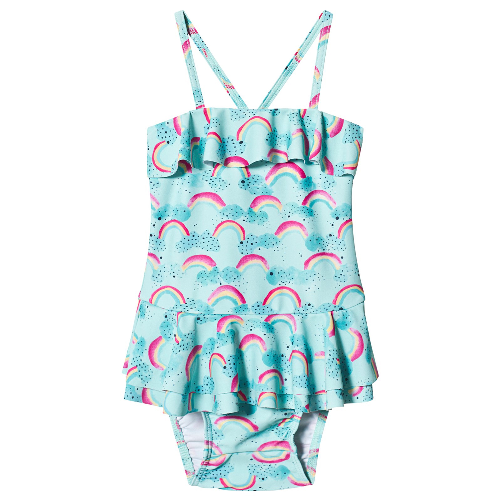 Costum de baie UPF50+ „Blue Tint” cu volănașe