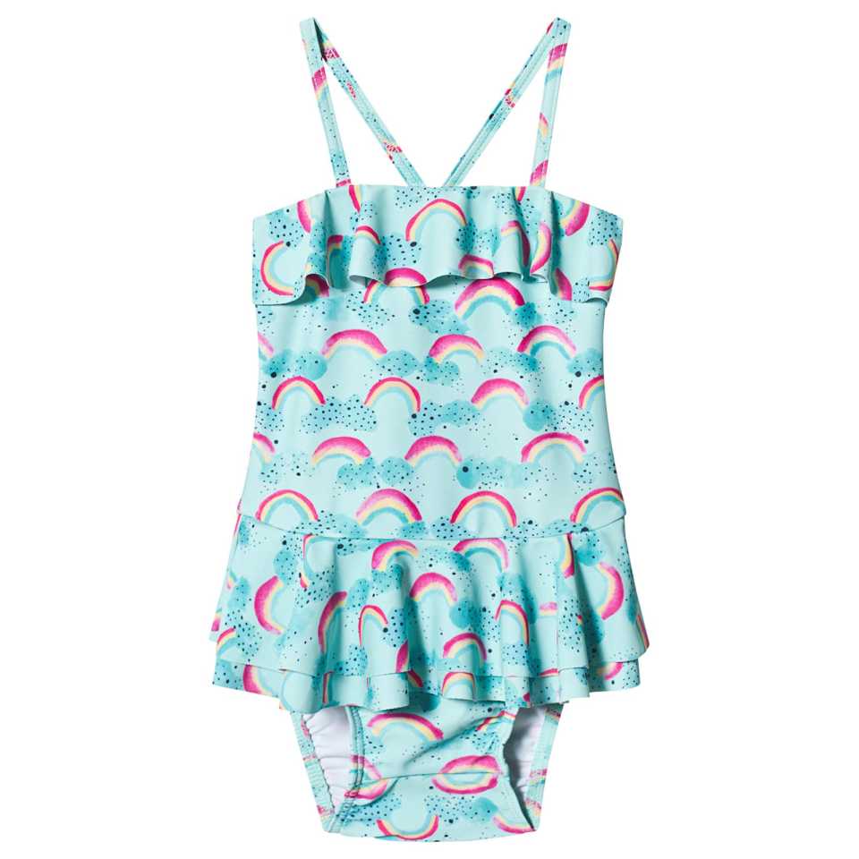 Costum de baie UPF50+ „Blue Tint” cu volănașe