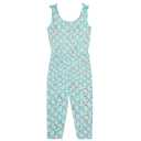 Salopetă bleu cu imprimeu curcubeu