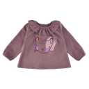 Bluză mov cu imprimeu pisică