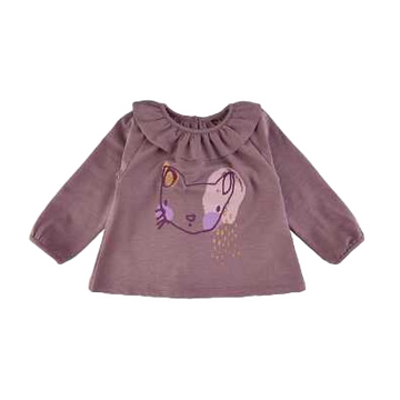 Bluză mov cu imprimeu pisică