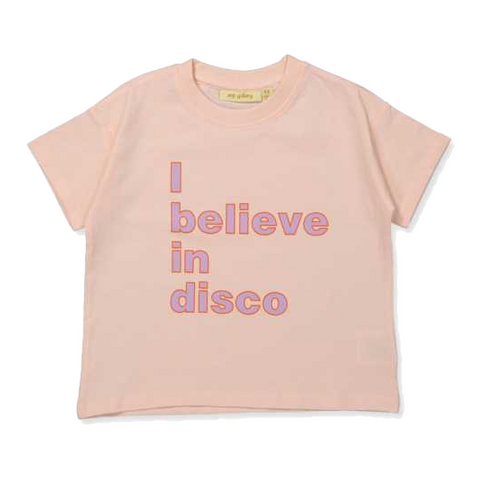 Tricou roz deschis I Love Disco
