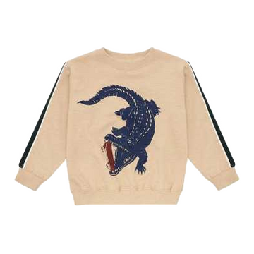 Bluză bej cu imprimeu crocodil