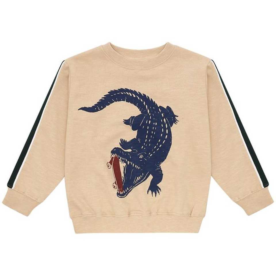 Bluză bej cu imprimeu crocodil