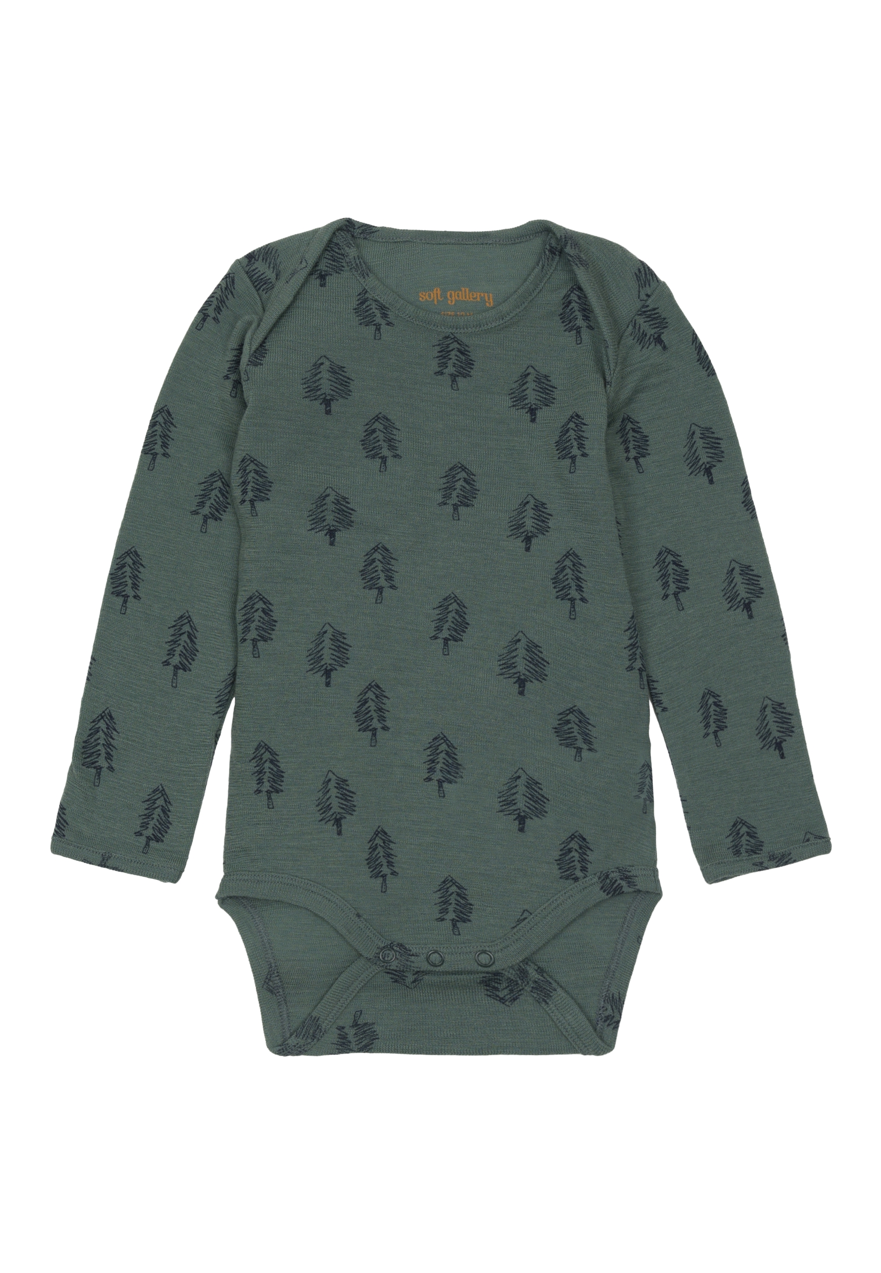 Body verde din lână cu imprimeu braduți