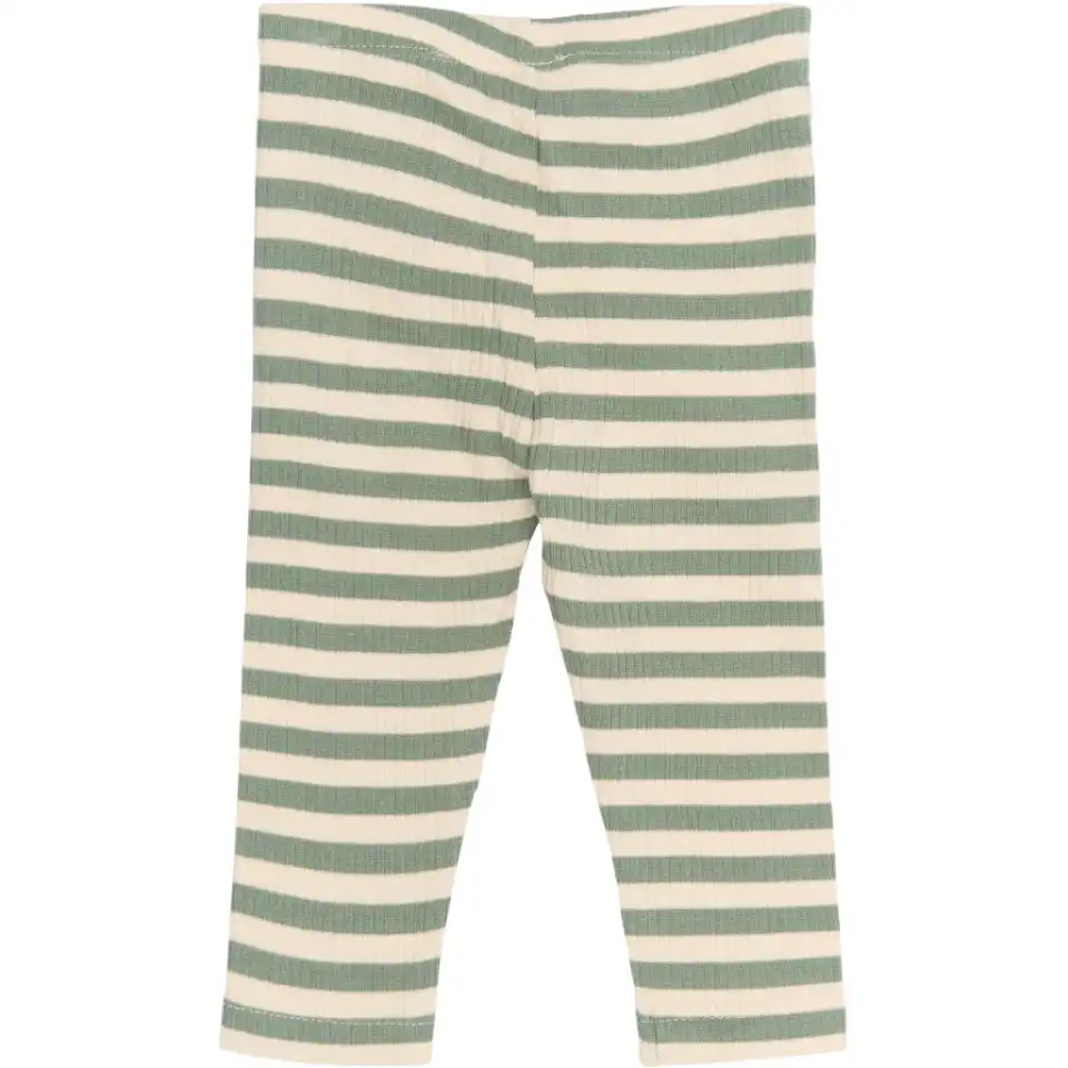 Colanți rib cu dungi verde-deschis