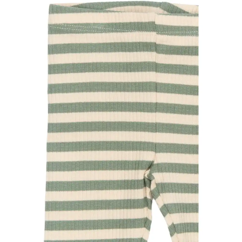 Colanți rib cu dungi verde-deschis