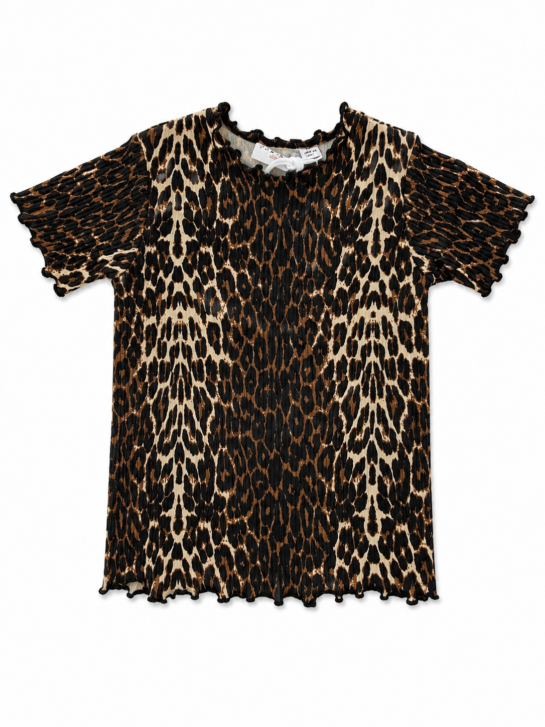 Tricou rib cu imprimeu leopard pentru fete