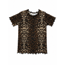 Tricou rib cu imprimeu leopard pentru fete