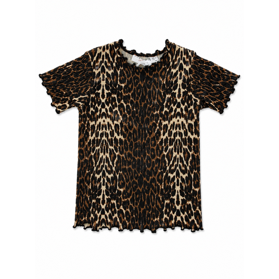 Tricou rib cu imprimeu leopard pentru fete