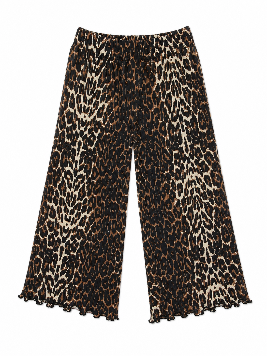Pantaloni largi rib cu imprimeu leopard