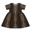 Rochie rib cu imprimeu leopard și mânecă scurtă