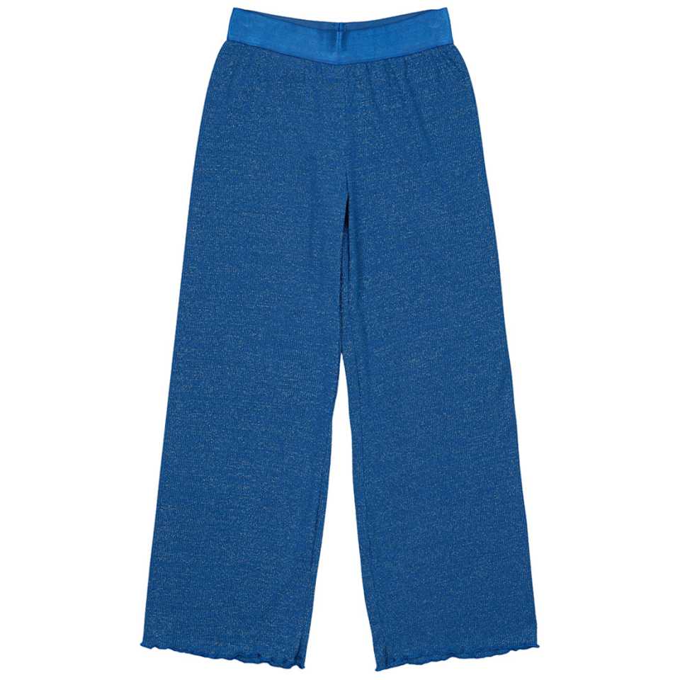Pantaloni largi albaștri cu aspect strălucitor