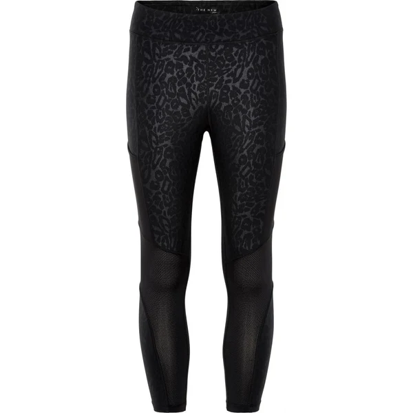 Colanți sport 3/4 negri cu imprimeu leopard