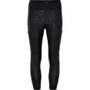 Colanți sport 3/4 negri cu imprimeu leopard