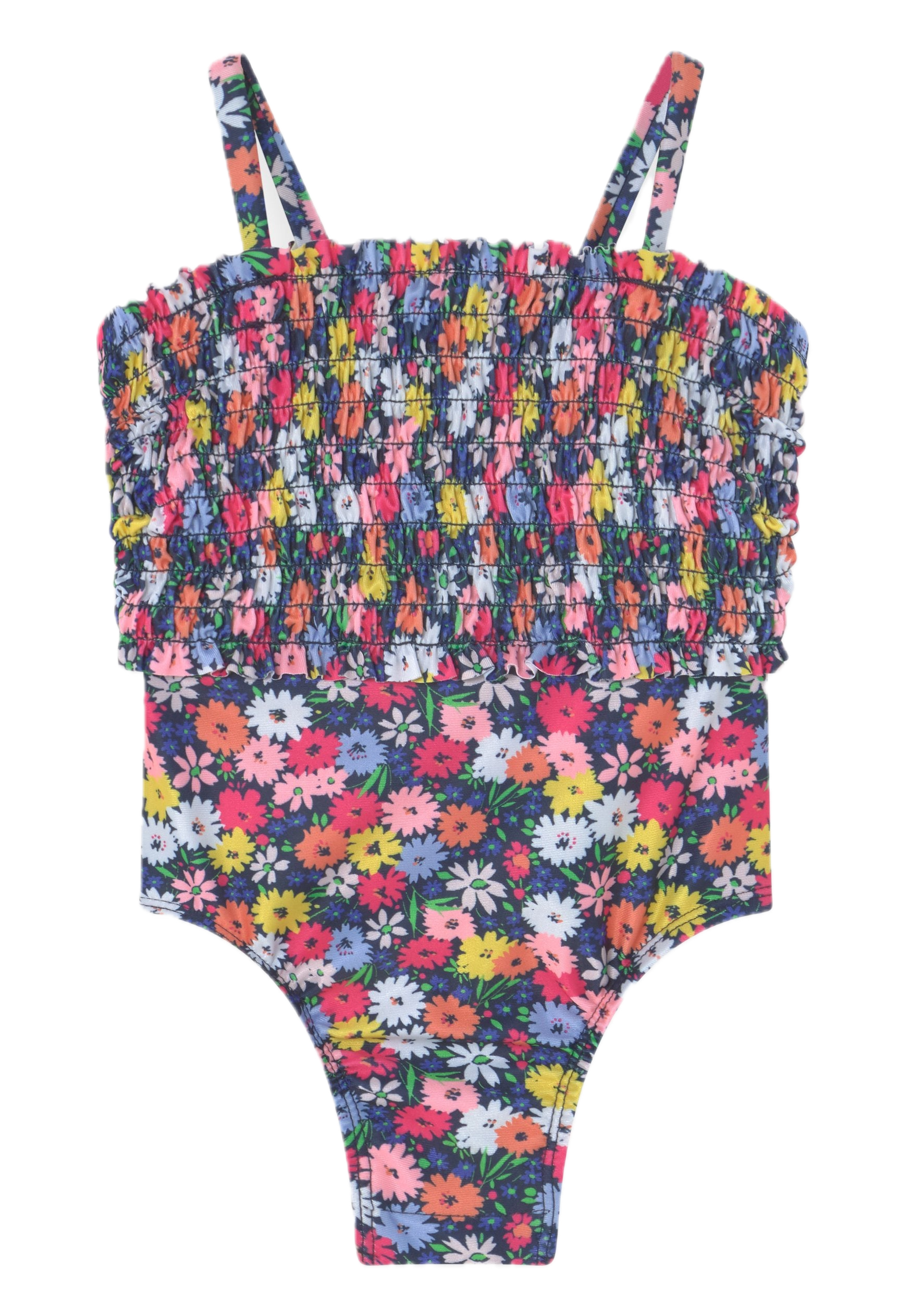 Costum de baie întreg fete, smocking și flori mărunte