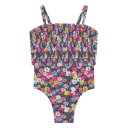 Costum de baie întreg fete, smocking și flori mărunte