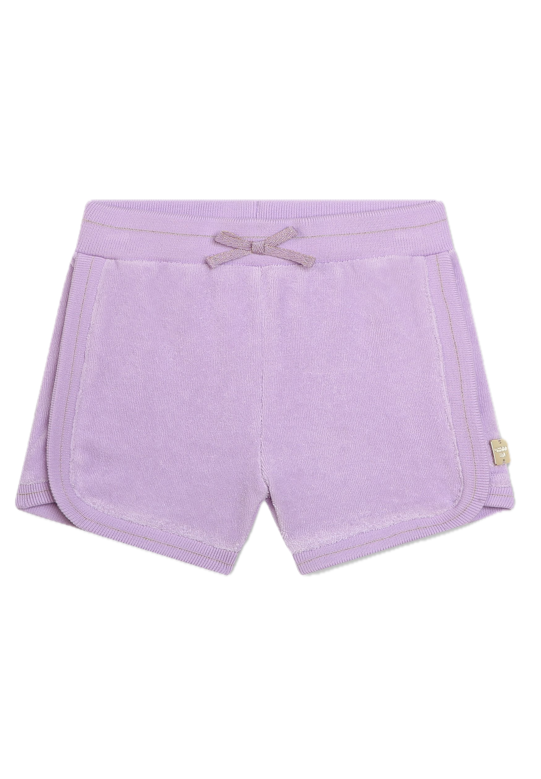 Pantaloni scurți fete, material tip prosop, lila