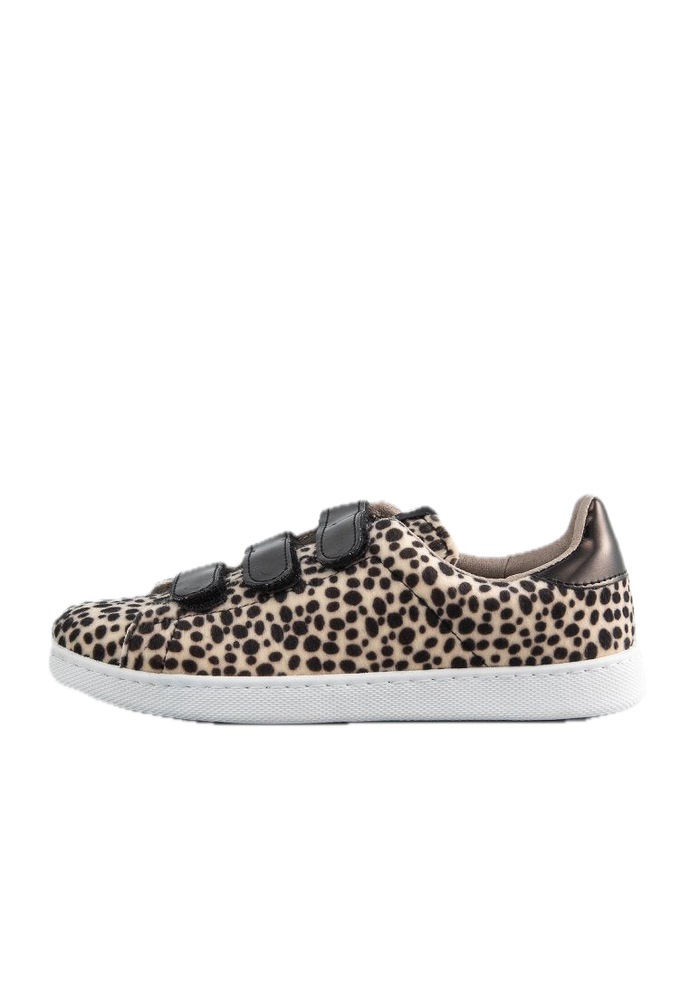 Sneakers cu imprimeu leopard și arici, bej