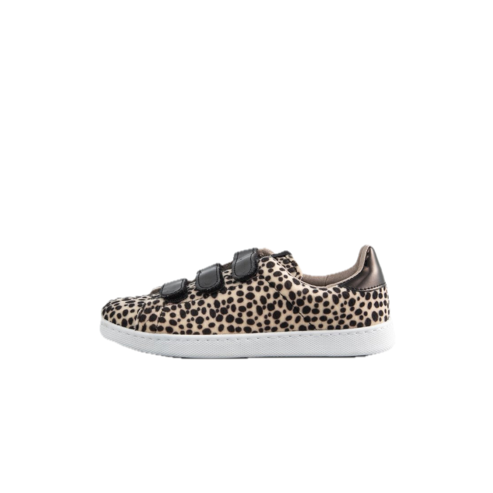 Sneakers cu imprimeu leopard și arici, bej