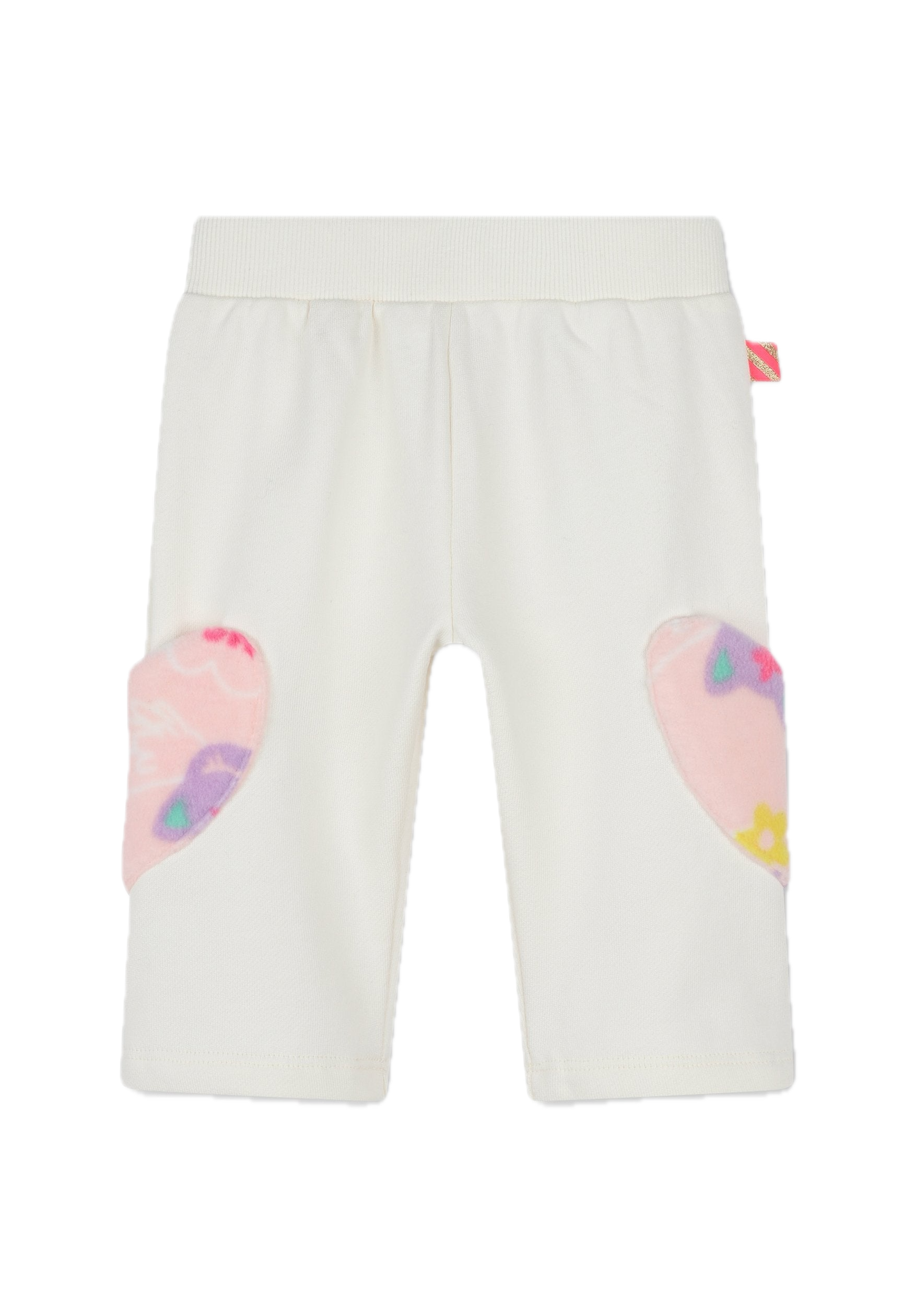 Pantaloni de trening cu inimi aplicate, alb crem