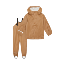 Set de ploaie geacă și pantaloni cu bretele, camel