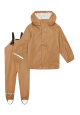 Set de ploaie geacă și pantaloni cu bretele, camel
